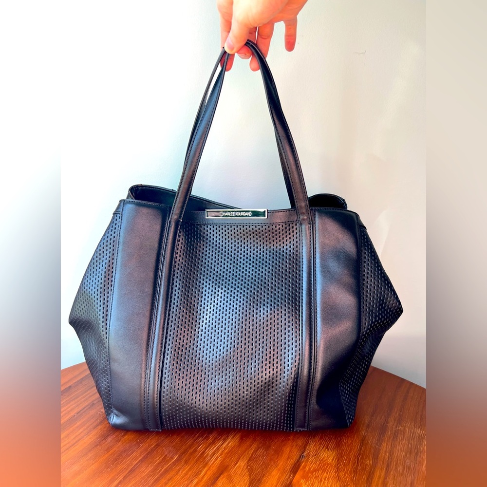 Charles Jourdan convertible black leather shoulder bag